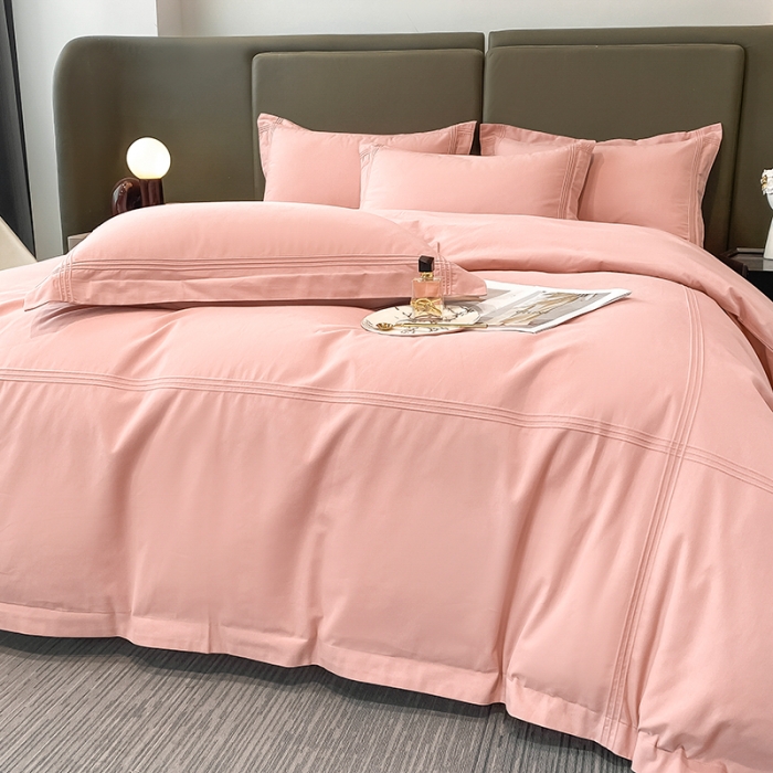 91家纺网 家纺一手货源 找家纺 安妮 2022新款轻奢赫本加厚全棉磨毛四件套 赫本柔蜜粉