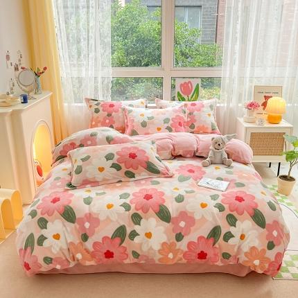 寐居  2022新款印花牛奶绒单被套 花田
