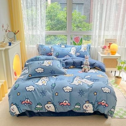寐居  2022新款印花牛奶绒单被套 恐龙宝贝