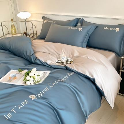 618家纺 2023新款100支长绒棉全棉纯棉刺绣四件套 慕斯-宾利兰