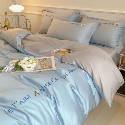 618家纺 2023新款100支长绒棉全棉纯棉刺绣四件套 慕斯-明镜兰