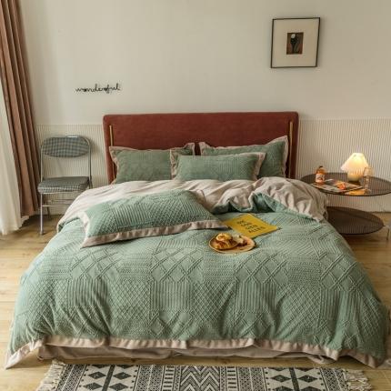 91家纺网 家纺一手货源 找家纺 2022新款绒四件套-唯爱 唯爱-艾绿