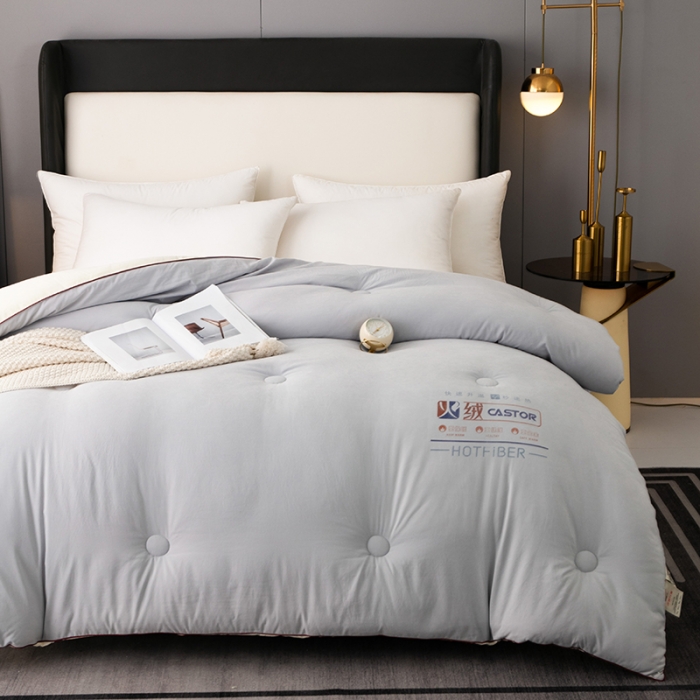 91家纺网 家纺一手货源 找家纺 欧雅搁 2025新款火山岩蓄热保暖冬被春秋被子功能被芯 灰色