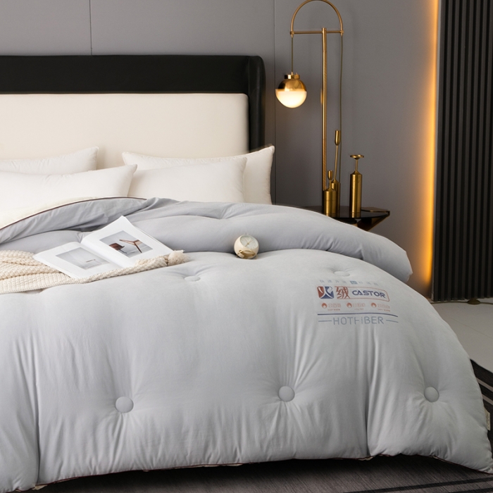 91家纺网 家纺一手货源 找家纺 欧雅搁 2025新款火山岩蓄热保暖冬被春秋被子功能被芯 灰色