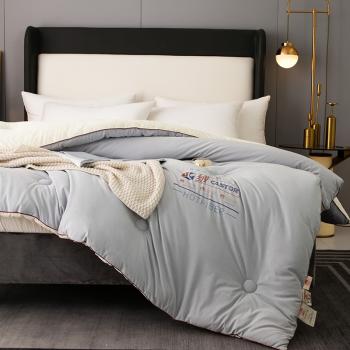 91家纺网 家纺一手货源 找家纺 欧雅搁 2025新款火山岩蓄热保暖冬被春秋被子功能被芯 灰色