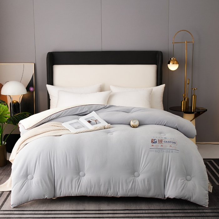 91家纺网 家纺一手货源 找家纺 欧雅搁 2025新款火山岩蓄热保暖冬被春秋被子功能被芯 灰色