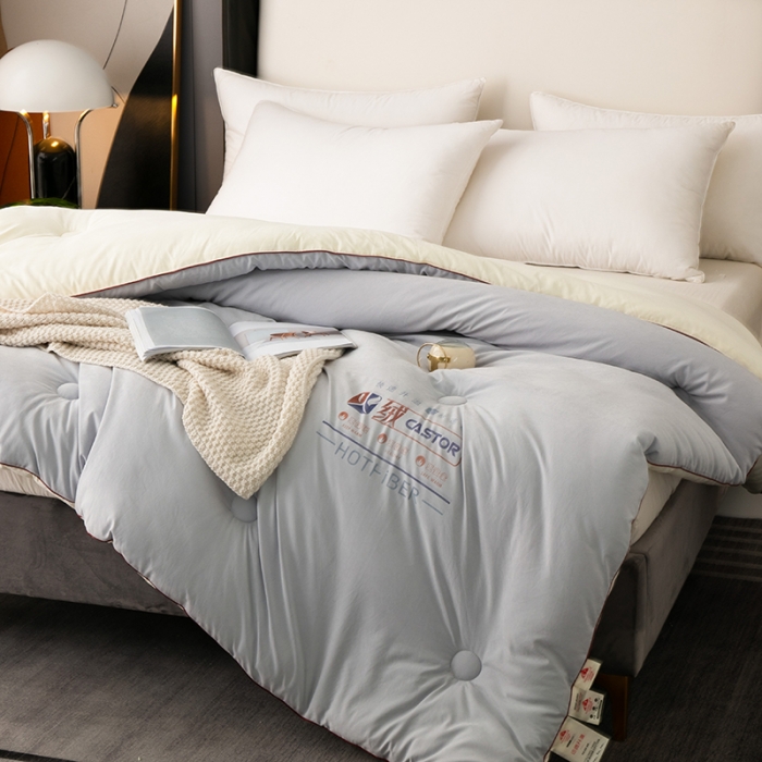 91家纺网 家纺一手货源 找家纺 欧雅搁 2025新款火山岩蓄热保暖冬被春秋被子功能被芯 灰色