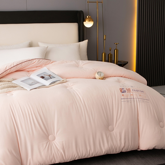 91家纺网 家纺一手货源 找家纺 欧雅搁 2025新款火山岩蓄热保暖冬被春秋被子功能被芯 粉玉