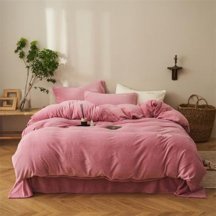 91家纺网 家纺一手货源 找家纺 晨曦家纺 2022新款原创毛绒温暖华芙绒奶油绒四件套 满杯甜芋