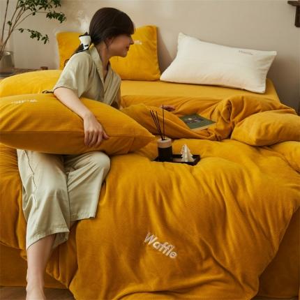 晨曦家纺 2022新款原创毛绒温暖华芙绒奶油绒四件套 芝拧茶茶