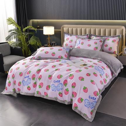 91家纺网 家纺一手货源 找家纺 （总）小牛席业   2022新款全棉加牛奶绒四件套系列