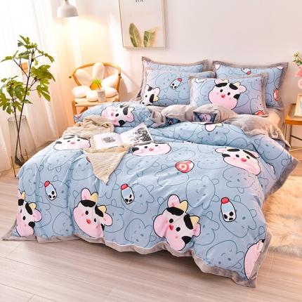 91家纺网 家纺一手货源 找家纺 （总）小牛席业   2022新款全棉加牛奶绒四件套系列