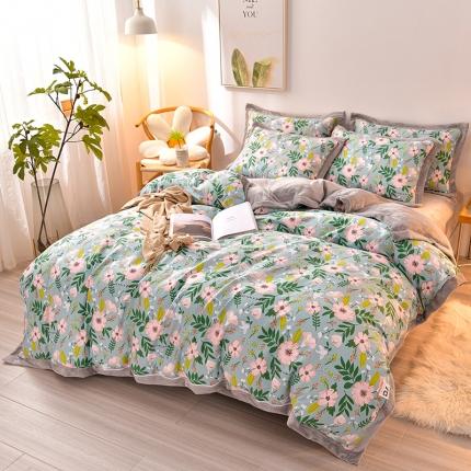 91家纺网 家纺一手货源 找家纺 （总）小牛席业   2022新款全棉加牛奶绒四件套系列