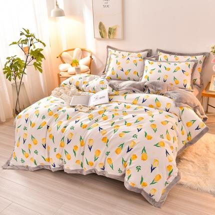 91家纺网 家纺一手货源 找家纺 （总）小牛席业   2022新款全棉加牛奶绒四件套系列