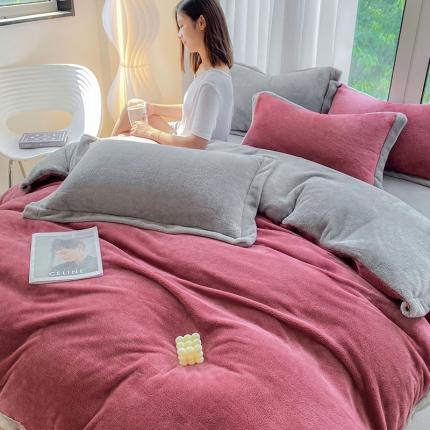 吾秀家居 2022新款兔兔绒四件套 兔兔绒-豆沙