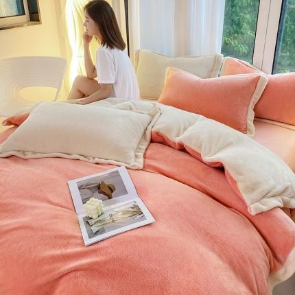 吾秀家居 2022新款兔兔绒四件套 兔兔绒-粉米