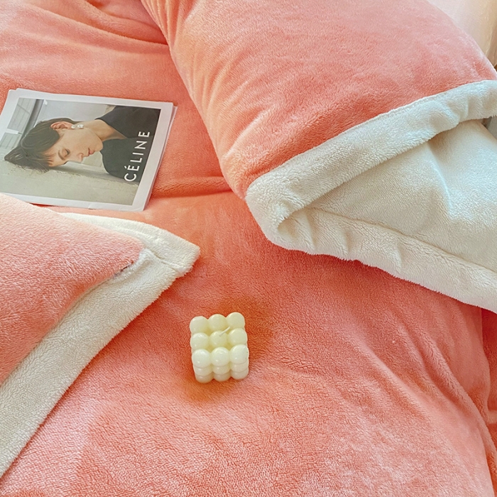 91家纺网 家纺一手货源 找家纺 吾秀家居 2022新款兔兔绒四件套 兔兔绒-粉米