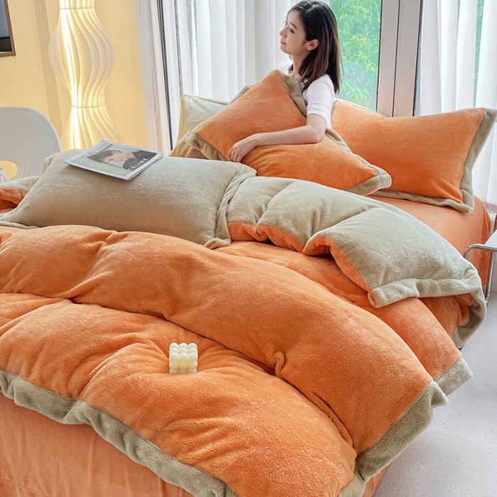 91家纺网 家纺一手货源 找家纺 吾秀家居 2022新款兔兔绒四件套 兔兔绒-桔驼