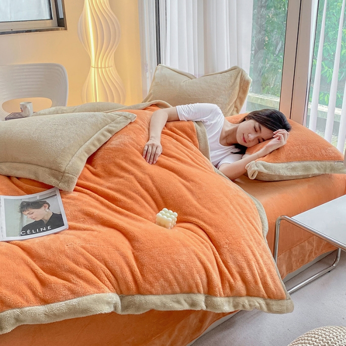 91家纺网 家纺一手货源 找家纺 吾秀家居 2022新款兔兔绒四件套 兔兔绒-桔驼