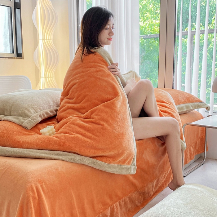 91家纺网 家纺一手货源 找家纺 吾秀家居 2022新款兔兔绒四件套 兔兔绒-桔驼