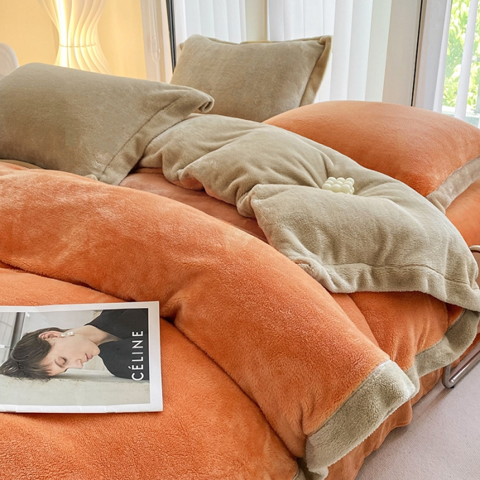 91家纺网 家纺一手货源 找家纺 吾秀家居 2022新款兔兔绒四件套 兔兔绒-桔驼