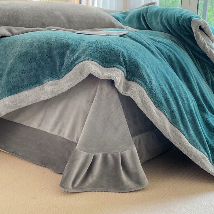 91家纺网 家纺一手货源 找家纺 吾秀家居 2022新款兔兔绒四件套 兔兔绒-兰灰