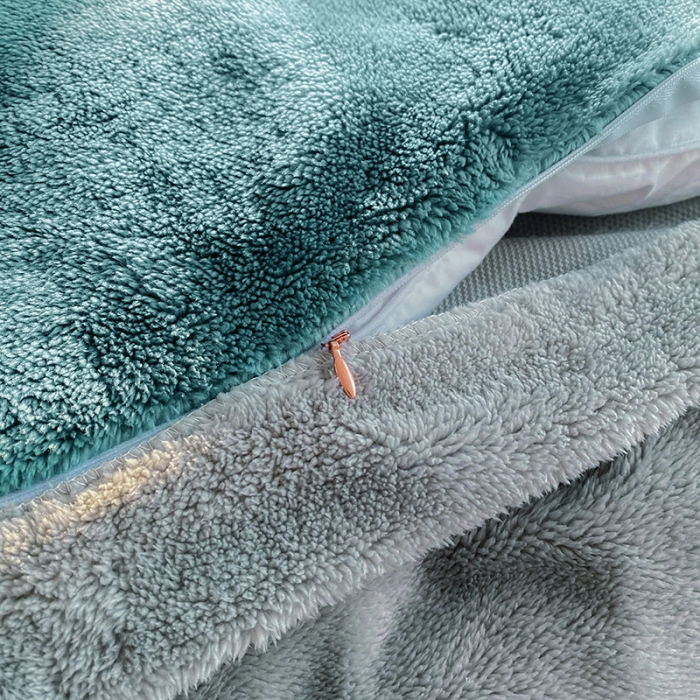 91家纺网 家纺一手货源 找家纺 吾秀家居 2022新款兔兔绒四件套 兔兔绒-兰灰