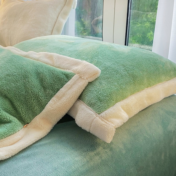 91家纺网 家纺一手货源 找家纺 吾秀家居 2022新款兔兔绒四件套 兔兔绒-绿米