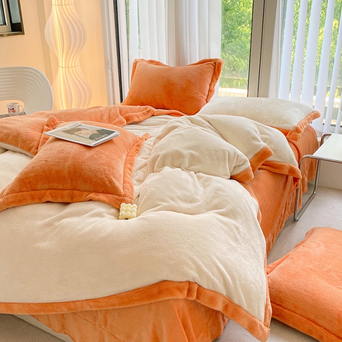 91家纺网 家纺一手货源 找家纺 吾秀家居 2022新款兔兔绒四件套 兔兔绒-米桔