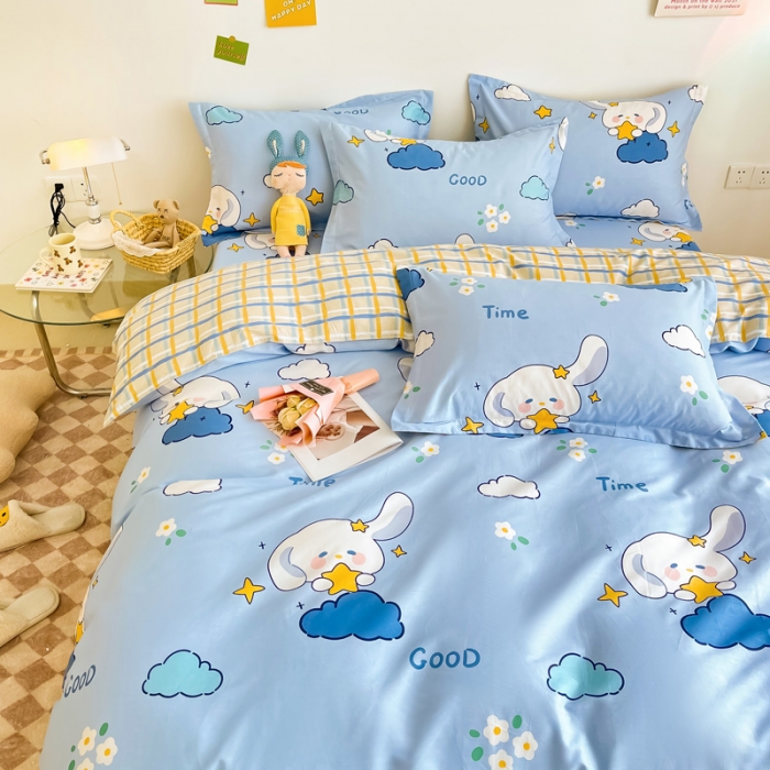 91家纺网 家纺一手货源 找家纺 绵庭 2022年秋冬12868全棉四件套 月桂兔