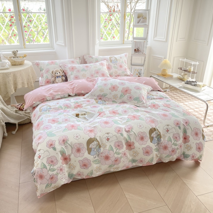 91家纺网 家纺一手货源 找家纺 绵庭 2022年秋冬12868全棉四件套 樱之漫舞