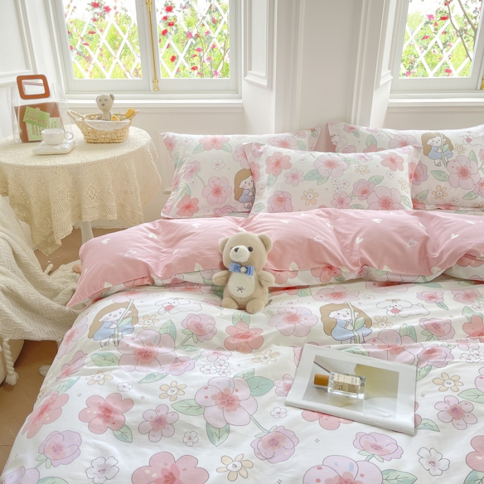 91家纺网 家纺一手货源 找家纺 绵庭 2022年秋冬12868全棉四件套 樱之漫舞