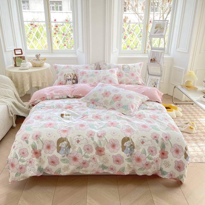 91家纺网 家纺一手货源 找家纺 绵庭 2022年秋冬12868全棉四件套 樱之漫舞