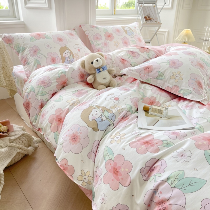 91家纺网 家纺一手货源 找家纺 绵庭 2022年秋冬12868全棉四件套 樱之漫舞