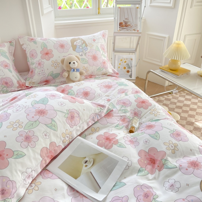 91家纺网 家纺一手货源 找家纺 绵庭 2022年秋冬12868全棉四件套 樱之漫舞