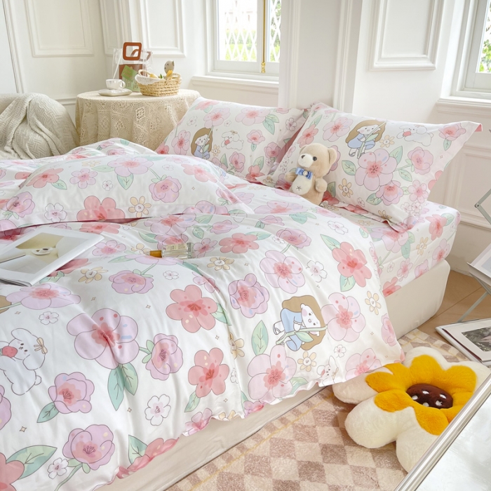 91家纺网 家纺一手货源 找家纺 绵庭 2022年秋冬12868全棉四件套 樱之漫舞