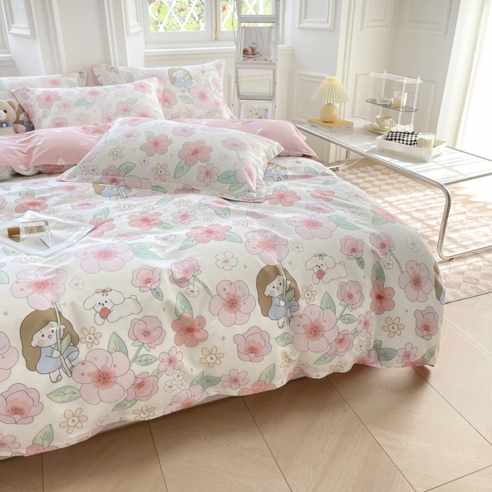 91家纺网 家纺一手货源 找家纺 绵庭 2022年秋冬12868全棉四件套 樱之漫舞