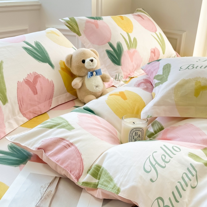 91家纺网 家纺一手货源 找家纺 绵庭 2022年秋冬12868全棉四件套 欣然花开