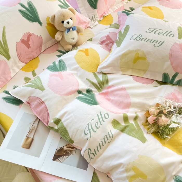 91家纺网 家纺一手货源 找家纺 绵庭 2022年秋冬12868全棉四件套 欣然花开