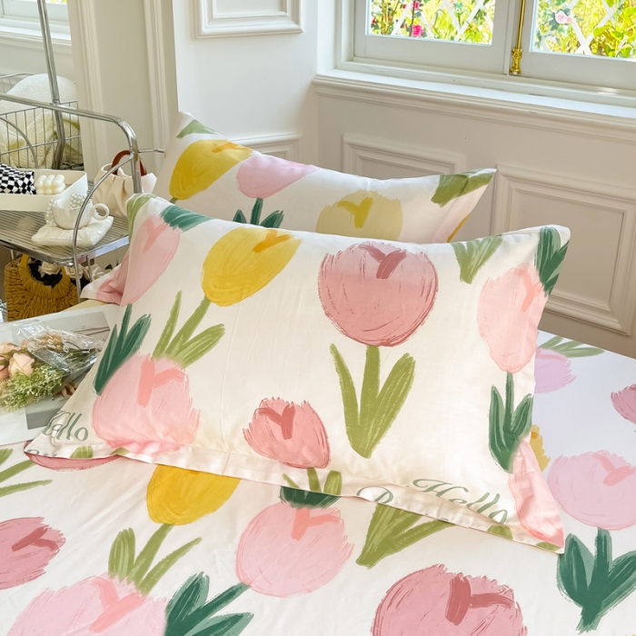 91家纺网 家纺一手货源 找家纺 绵庭 2022年秋冬12868全棉四件套 欣然花开