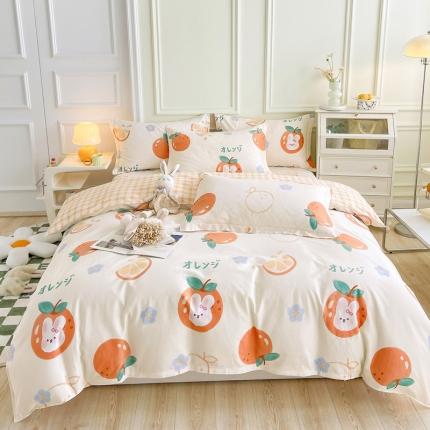 绵庭 2022年秋冬12868全棉四件套 蜜桔兔