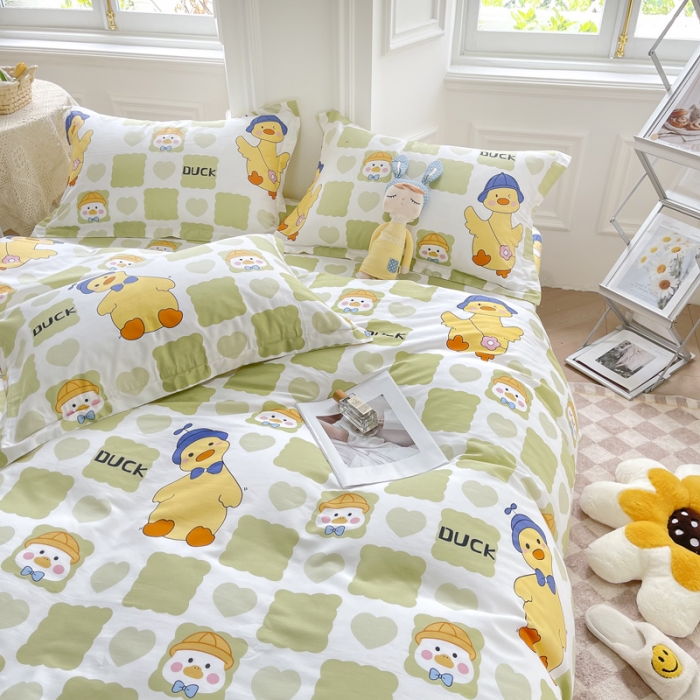 91家纺网 家纺一手货源 找家纺 绵庭 2022年秋冬12868全棉四件套 萌趣鸭