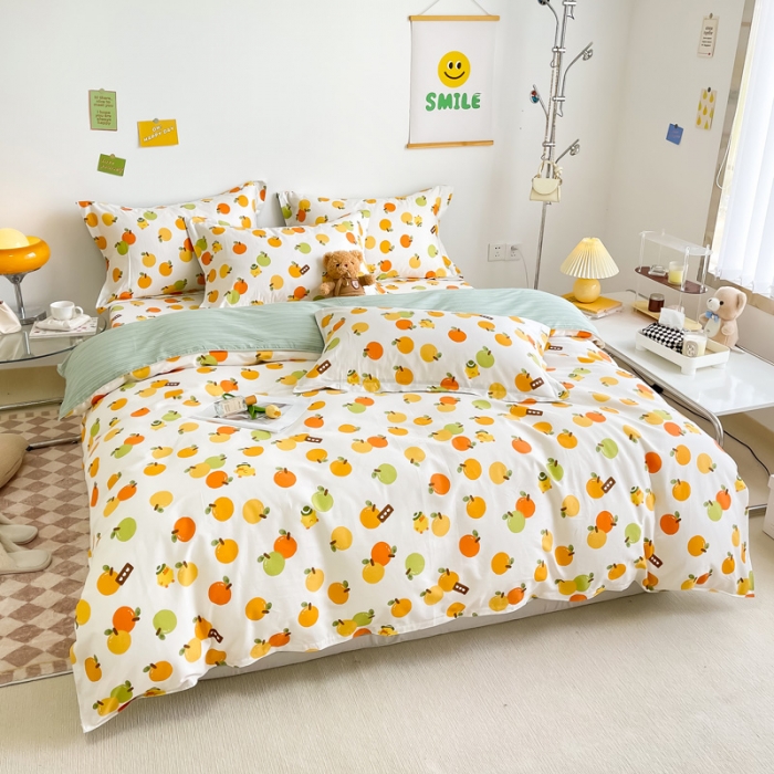 91家纺网 家纺一手货源 找家纺 绵庭 2022年秋冬12868全棉四件套 果粒橙