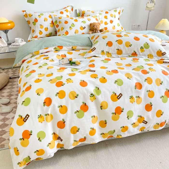 91家纺网 家纺一手货源 找家纺 绵庭 2022年秋冬12868全棉四件套 果粒橙