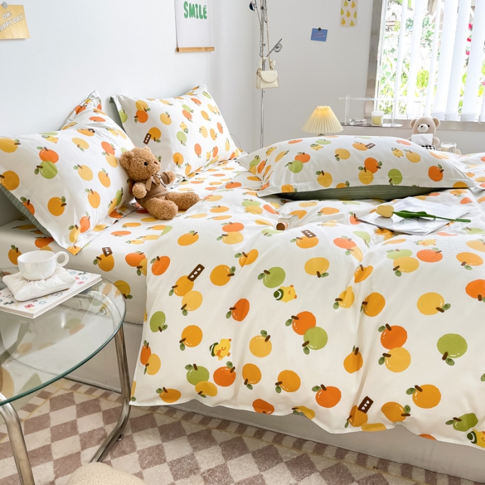91家纺网 家纺一手货源 找家纺 绵庭 2022年秋冬12868全棉四件套 果粒橙