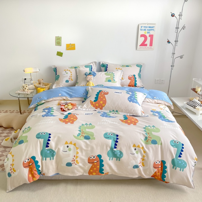 91家纺网 家纺一手货源 找家纺 绵庭 2022年秋冬12868全棉四件套 动漫恐龙