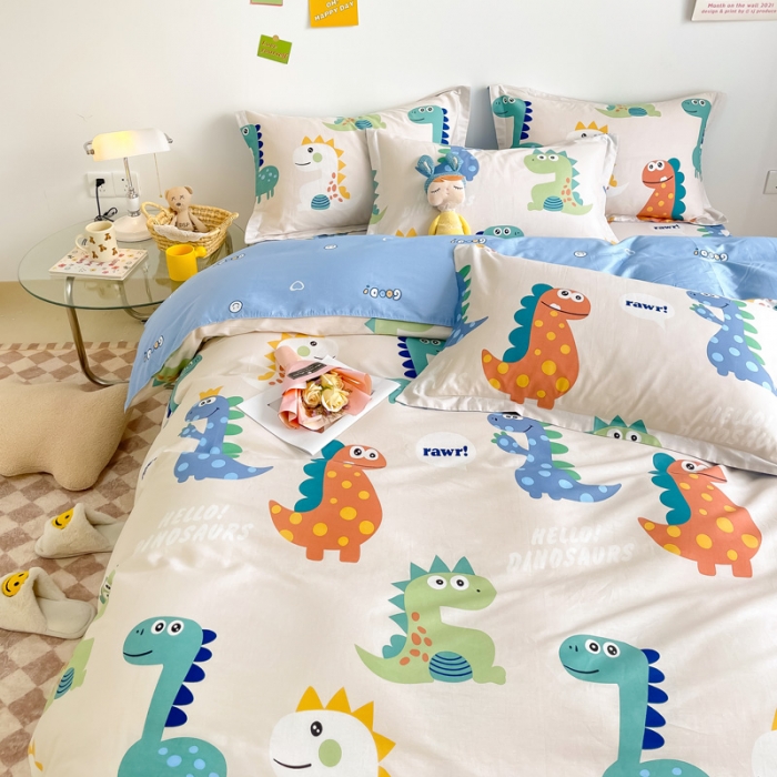 91家纺网 家纺一手货源 找家纺 绵庭 2022年秋冬12868全棉四件套 动漫恐龙