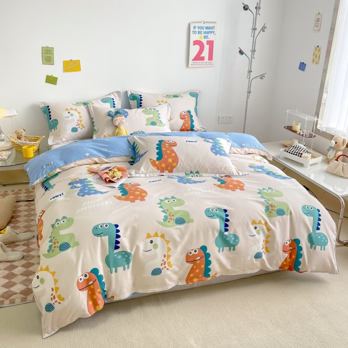 91家纺网 家纺一手货源 找家纺 绵庭 2022年秋冬12868全棉四件套 动漫恐龙