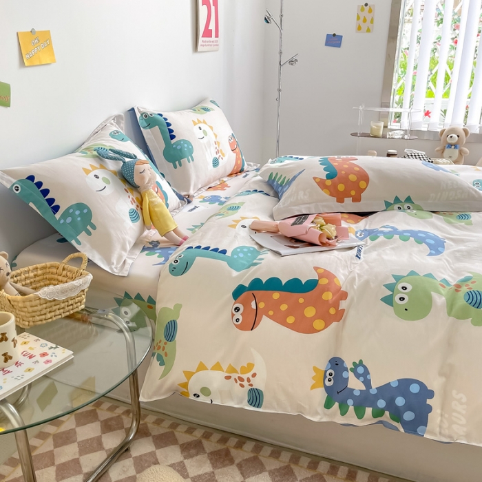 91家纺网 家纺一手货源 找家纺 绵庭 2022年秋冬12868全棉四件套 动漫恐龙