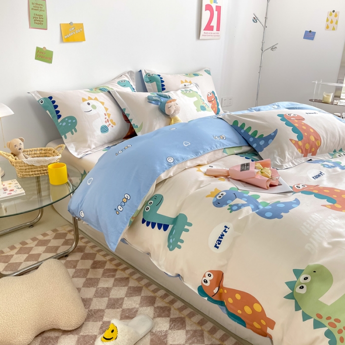 91家纺网 家纺一手货源 找家纺 绵庭 2022年秋冬12868全棉四件套 动漫恐龙